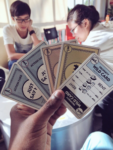 We played Monopoly Deal ( which has got to be one of my favourite card games ever!). I won just once. 